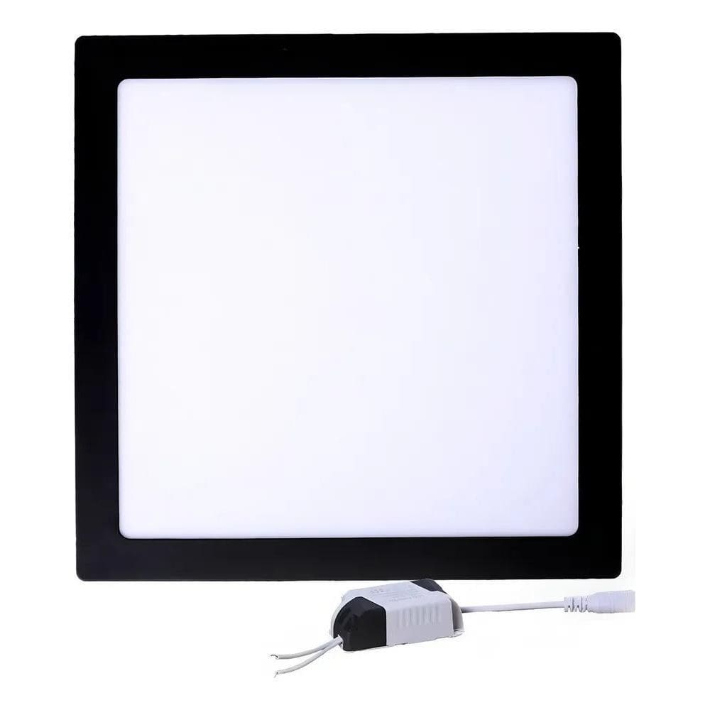 Painel Plafon Led 25W Embutir Quadrado Preto