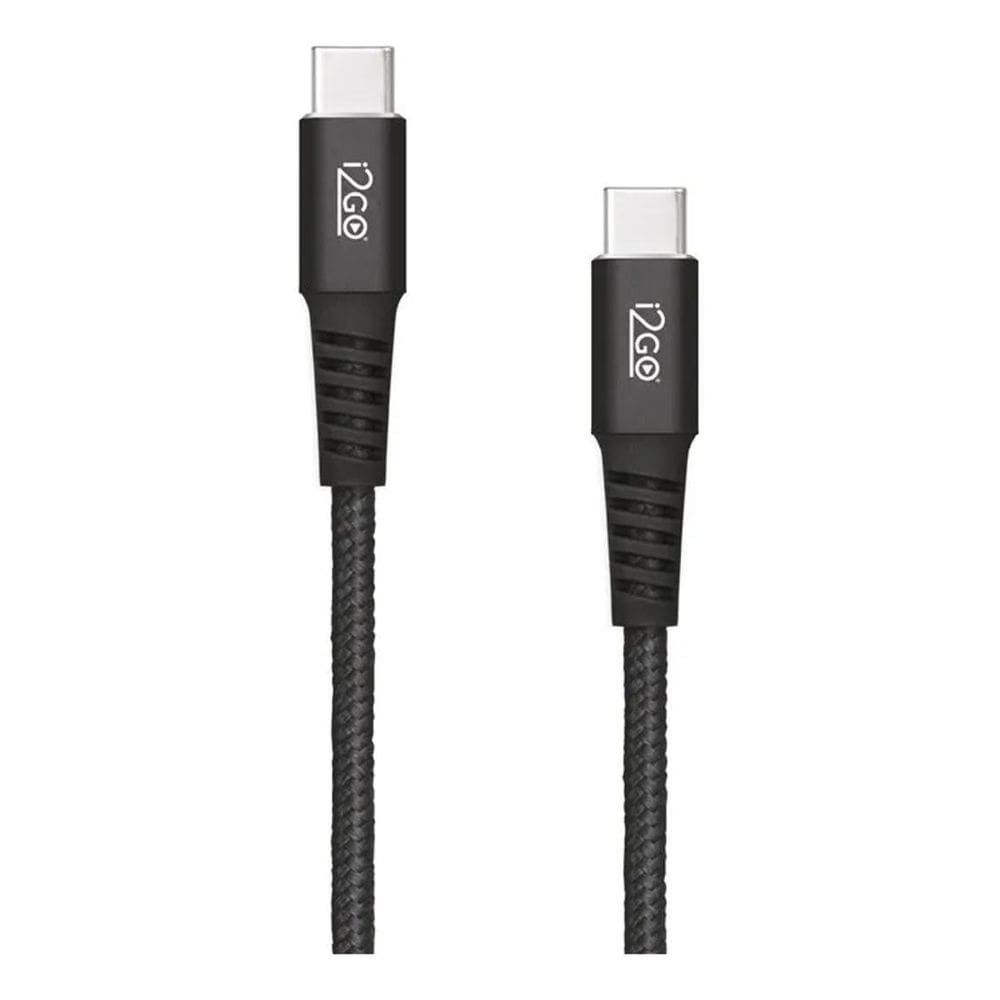 3X Cabo Usb-C + Usb-C I2Go 2M 3A 60W Nylon Trançado Preto