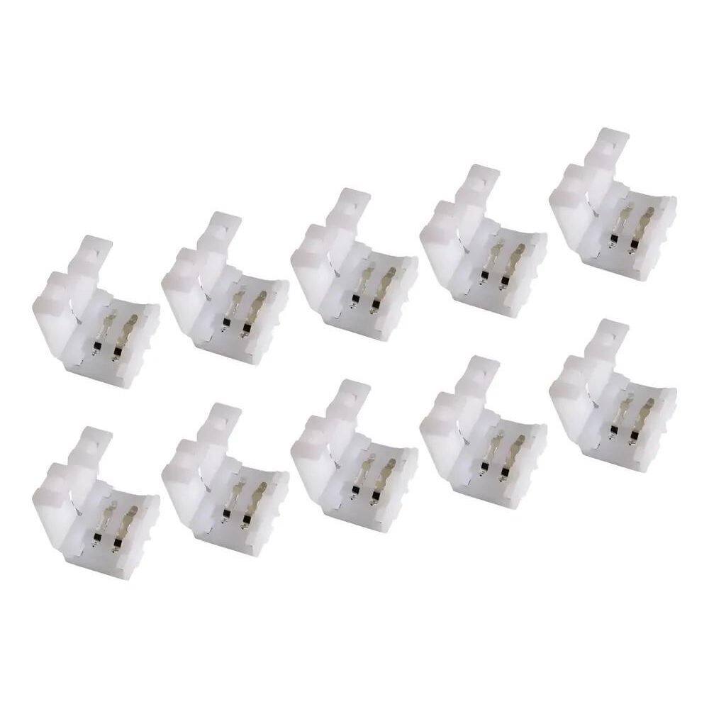 Kit 10 Conector Emenda Rápida 8Mm 2 Vias Fita Led Ip20 5050