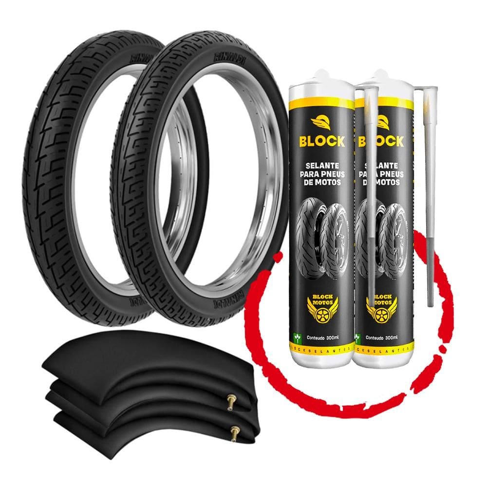 Kit Par Pneus Cg Fan Titan Factor Ybr Yes 275-18 + 90/90-18 Bs32 Rinaldi + Camaras + Selantes