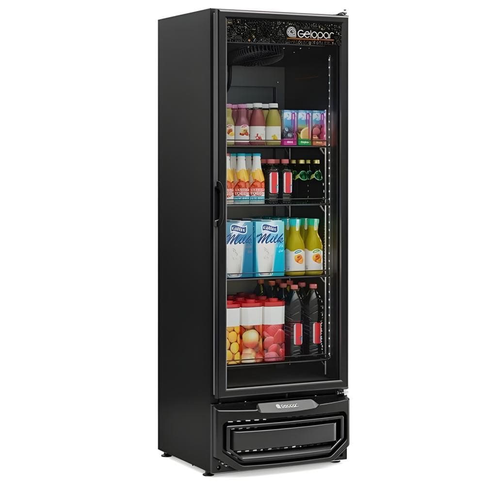 Refrigerador Grv-45 Bin Lb Todo Preto 445L Porta Vidro Bivolt - Gelopar