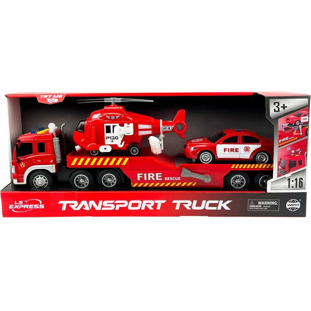 Caminhão Reboque com Carrinho e Helicóptero - BBR Toys