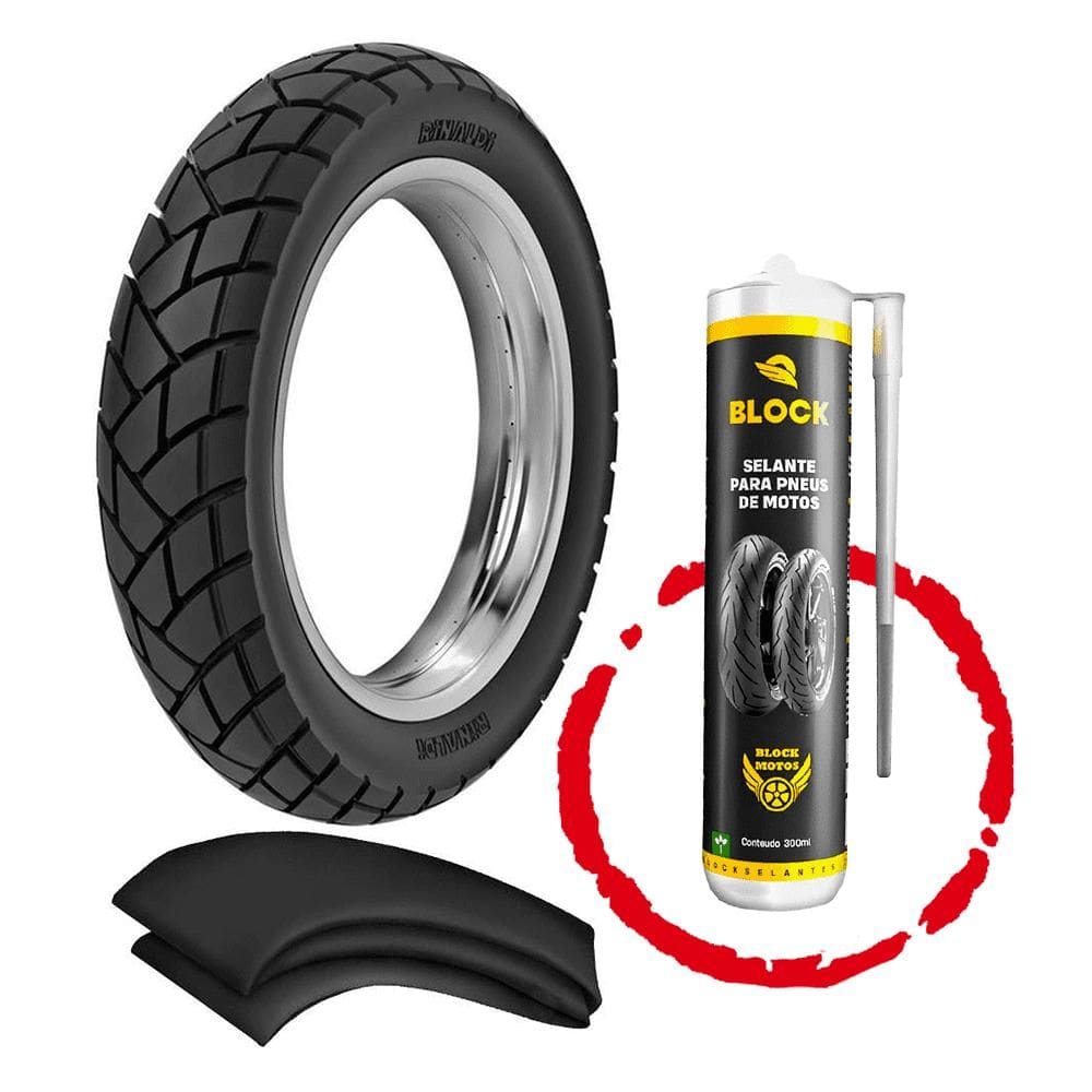 Kit Pneu Bros Xre190 Xtz150 Crosser 110/90-17 R34 Rinaldi + Camara +Selante