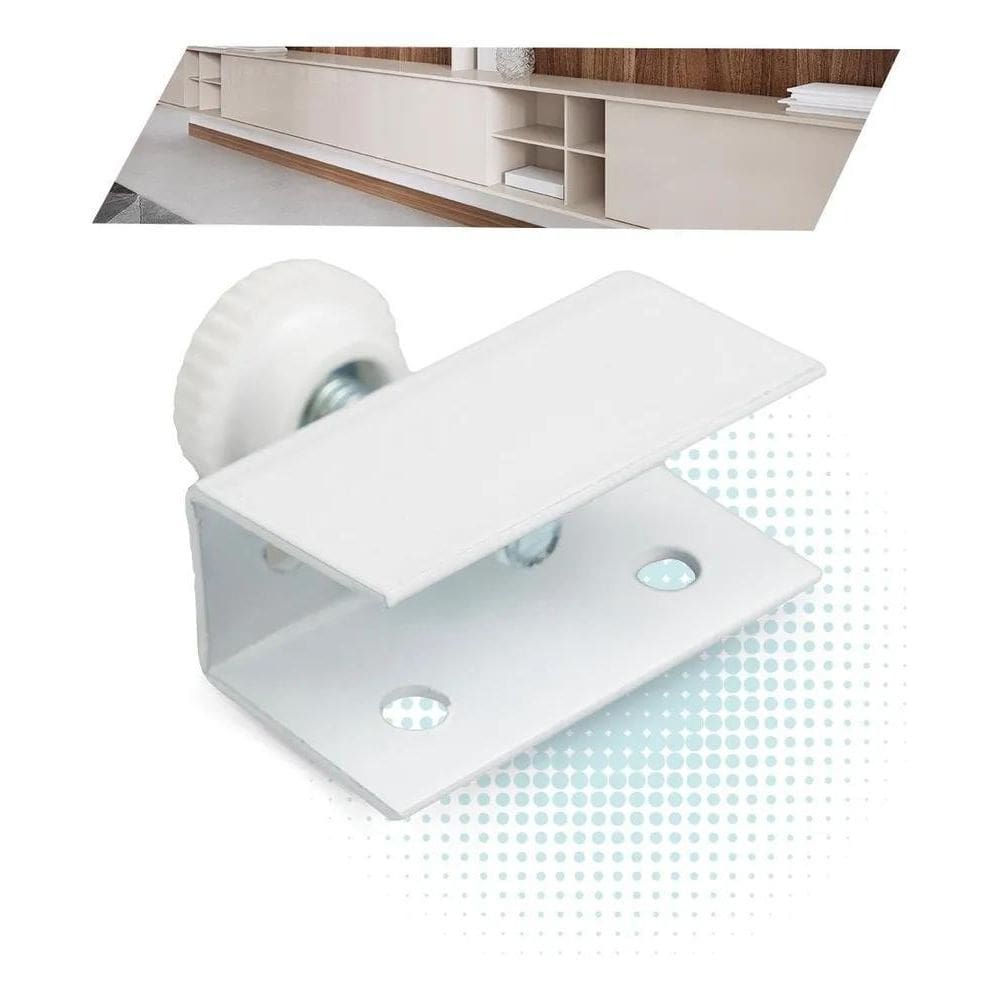 Sapata Pé Regulável 1/4 Branca Chapa U Para Mdf 15Mm - 4Un
