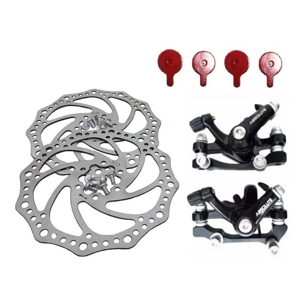 3X Kit Freio A Disco Bicicleta Mecânico Absolute Bike Aro 26