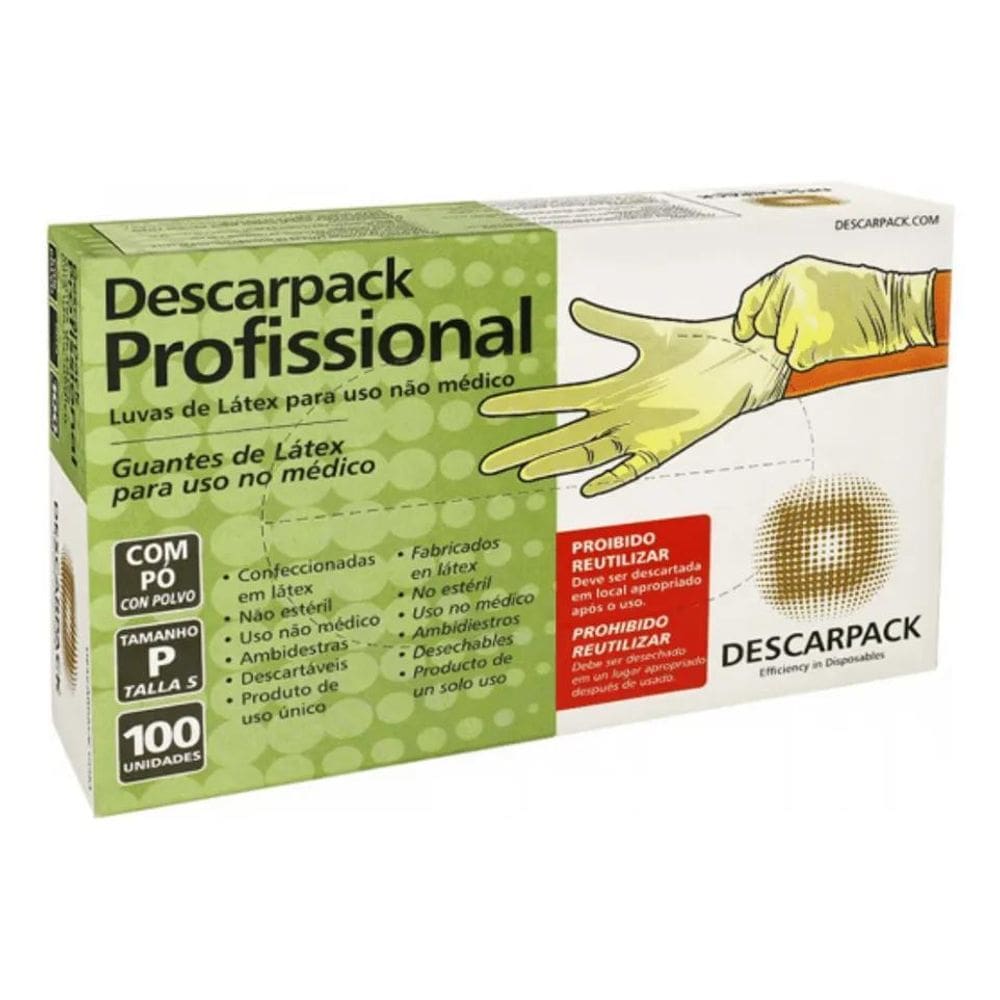 3X Luva De Látex Industrial Branca Com Pó 100Un Descarpack