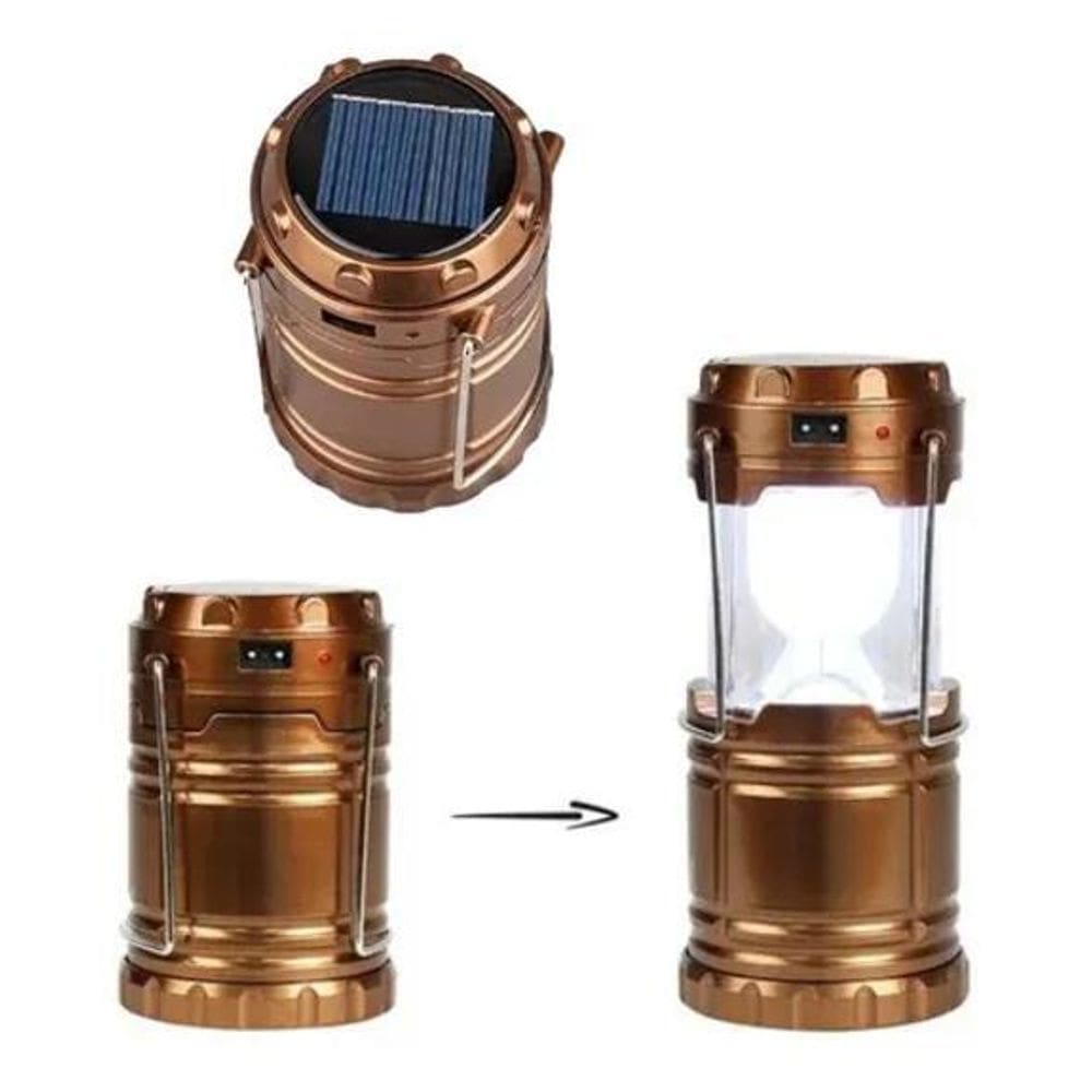 3X Lampião Solar Lanterna Led Recarregável Lamparina Saída U