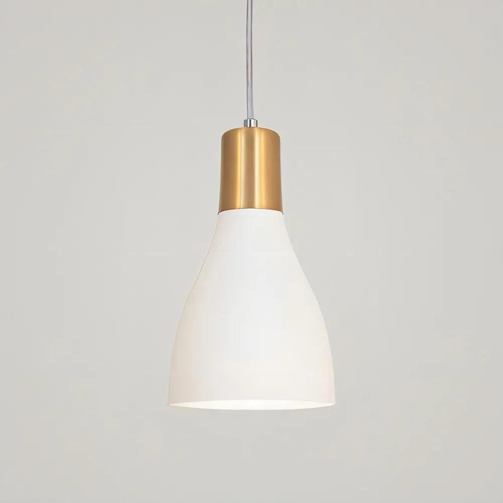 3X Luminária Pendente Lustre Teto Luxo Branco 1920 Com Doura