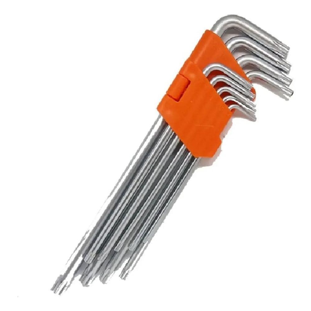 3X Chaves Tork Furo Longas Cromo Vanádio Torx Torque C/9Pç