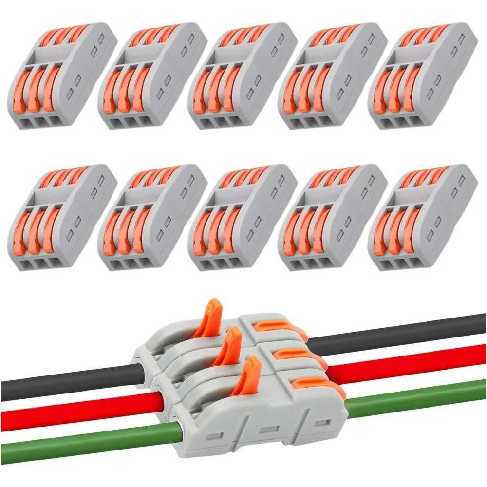 3X Kit 10 Conectores De Fio Rápido Emenda Click Alavanca 3 V