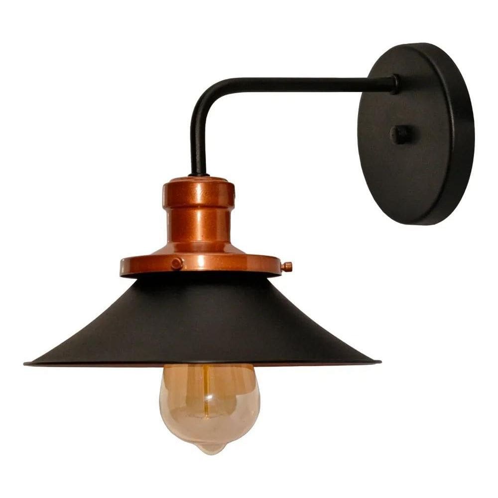 3X Arandela Estilo Retrô Industrial Vintage Preto/Cobre