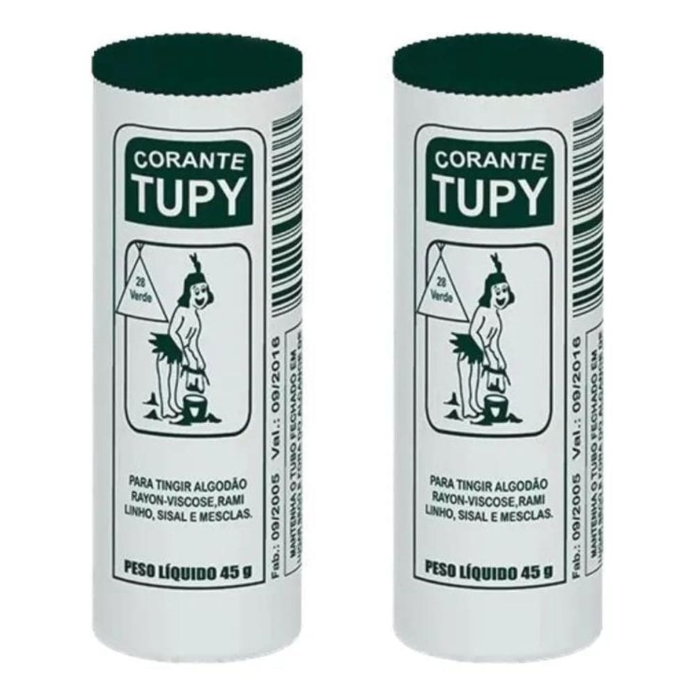 Corante Para Tingir Roupas E Tecidos Tupy Verde Com 2 Tubos