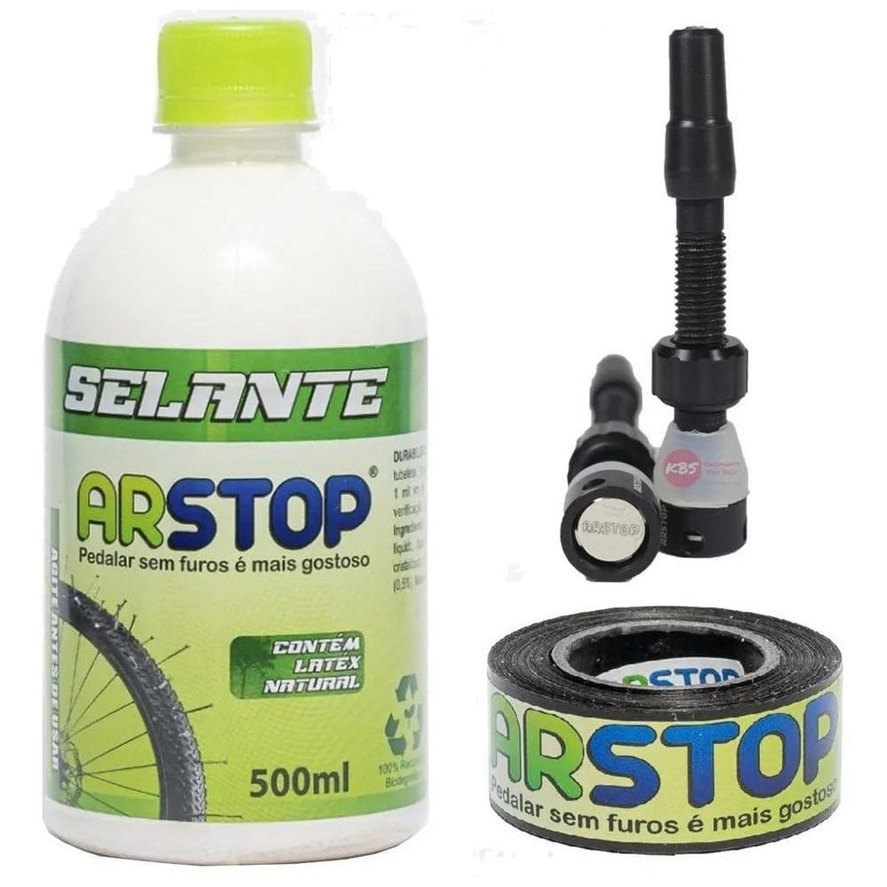 Kit Tubeless 29 Bike Líquido Selante 500Ml + Válvulas + Fita