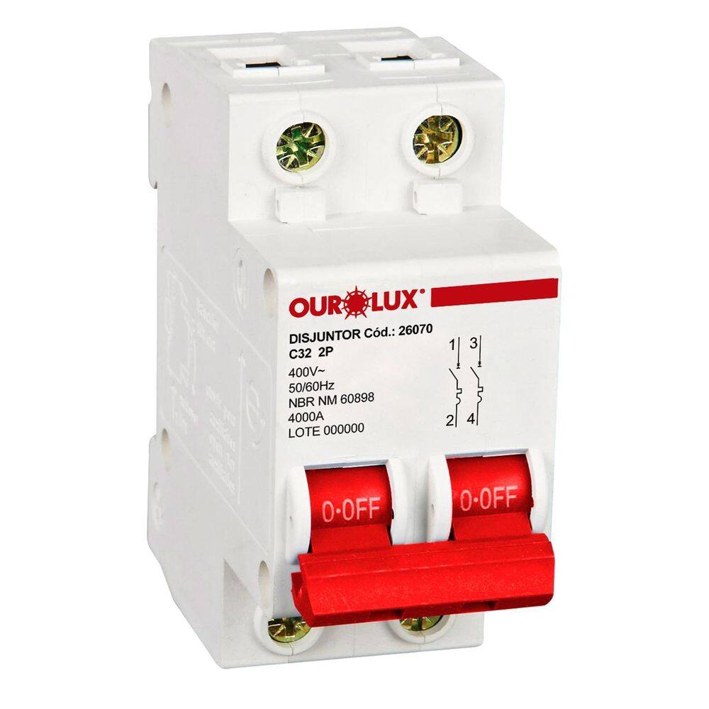 Disjuntor Bipolar 32A  C  26070 - Ourolux