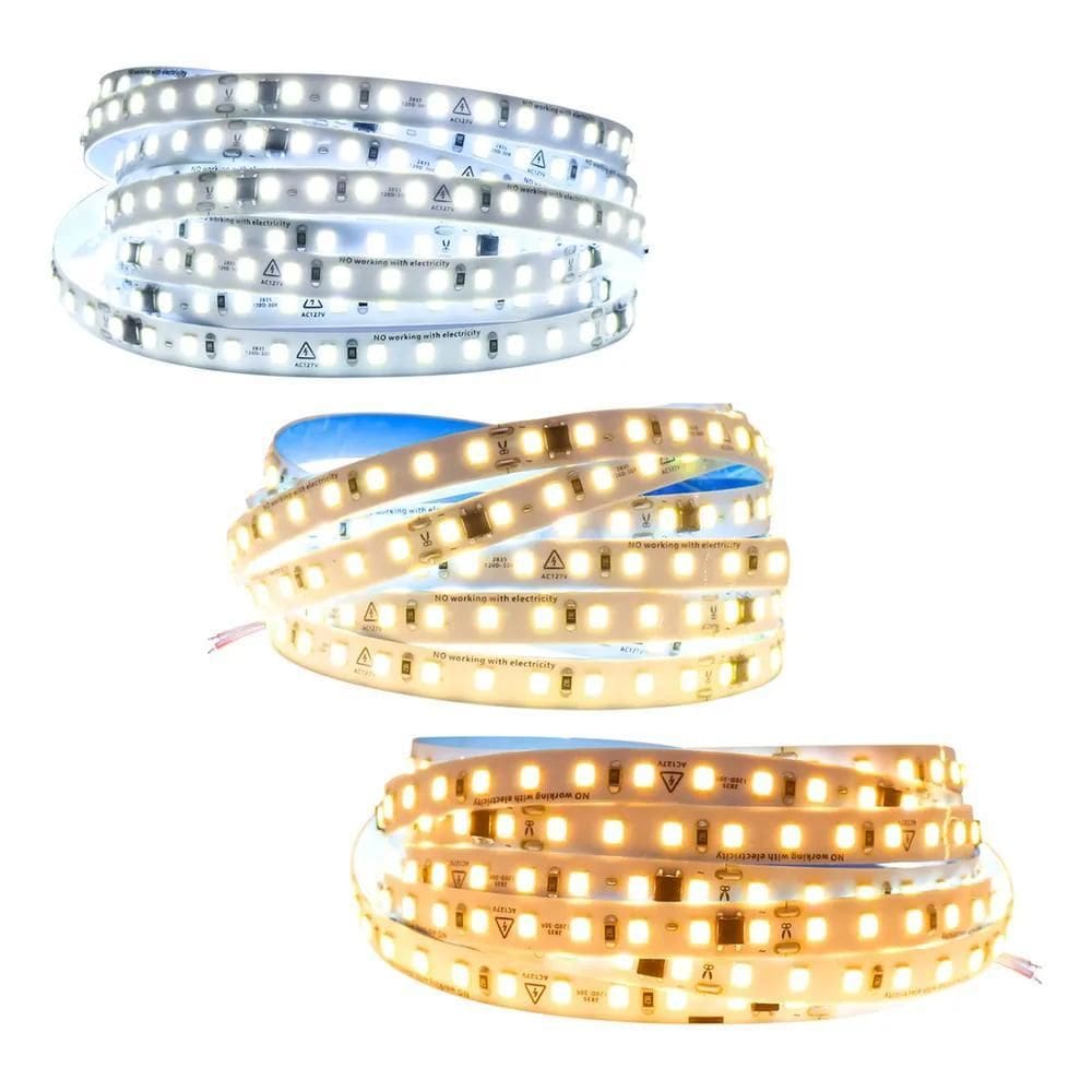 3X Fita Led Direta 120Leds/M Rolo 10M Não Usa Fonte Luz Bran