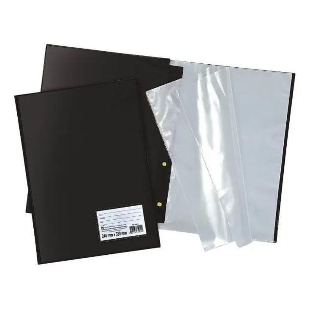 Pasta Catálogo Organizadora Preta A4 50 Plásticos