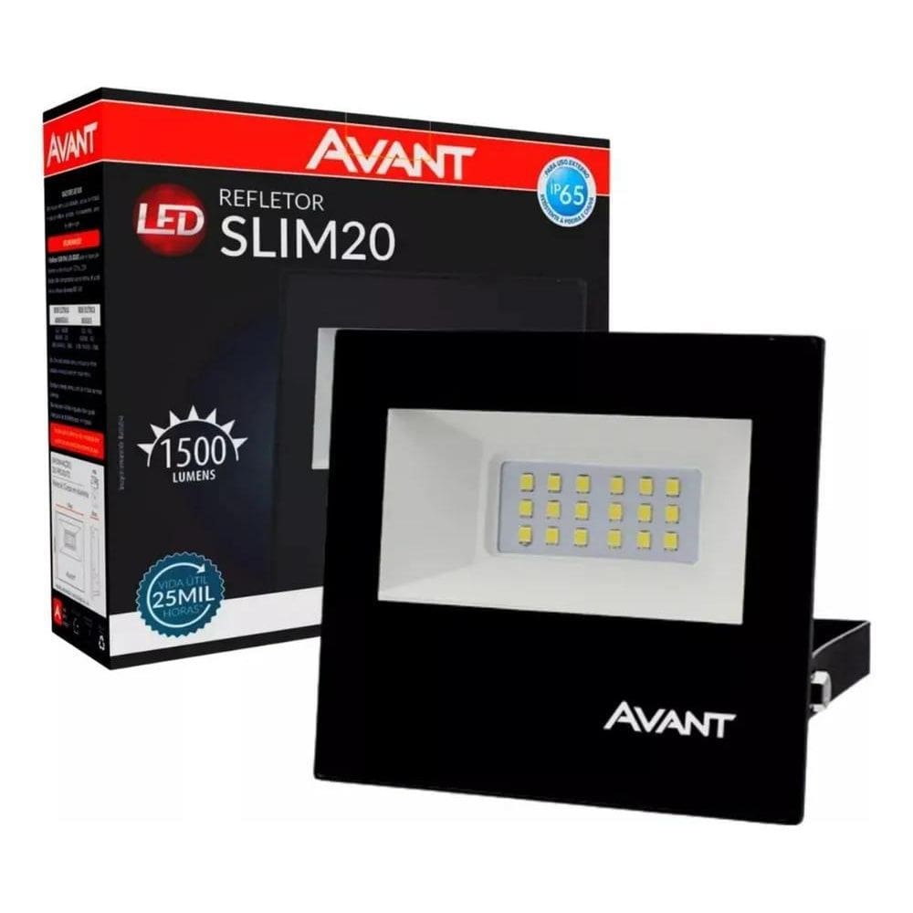 Refletor Led Slim 20W 6500K Branco Frio Ip65 A Prova D`Água