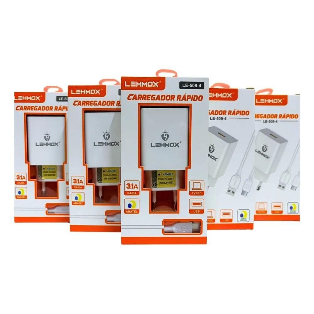 3X Kit 05 Carregador Turbo 5V Usb + Cabo Tipo C 12/24V Ataca