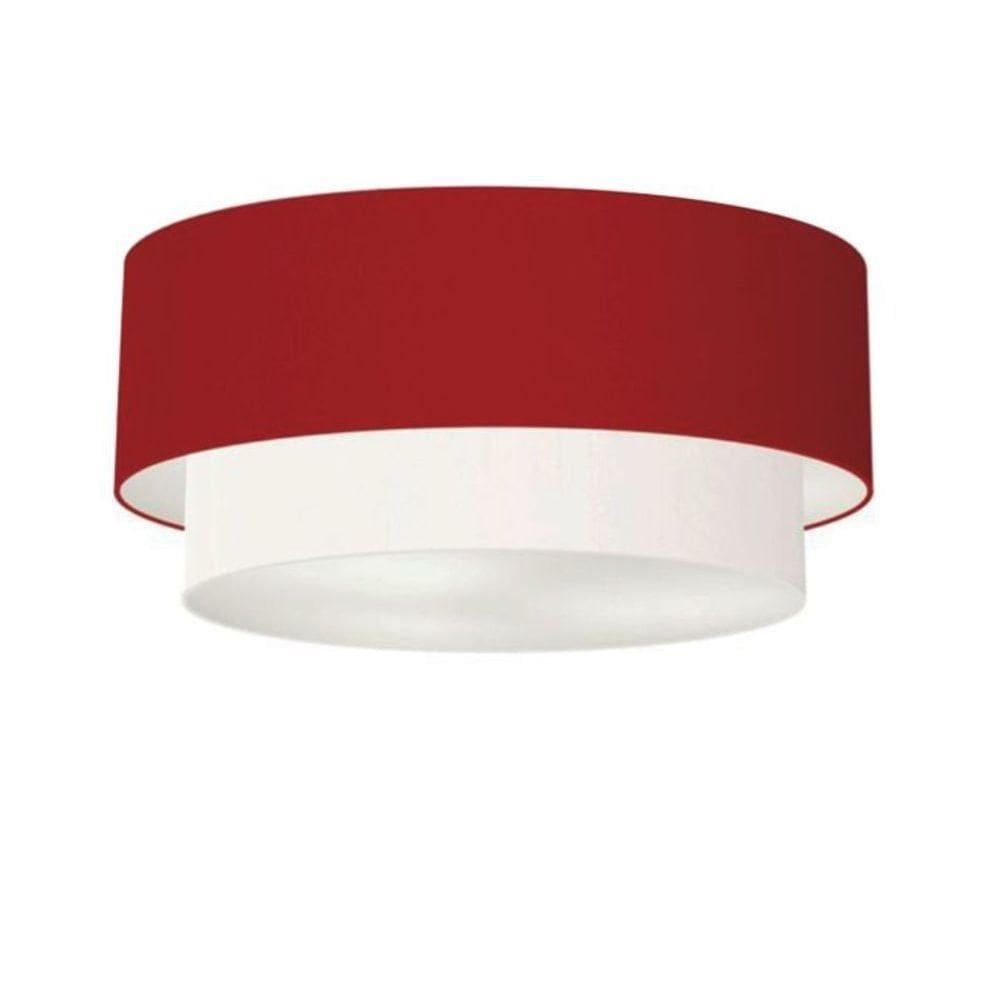 Plafon Duplo Cilíndrico Vivare Md-3021 Cúpula Tecido 80x60cm - Bivolt Bordo-branco 127/220v