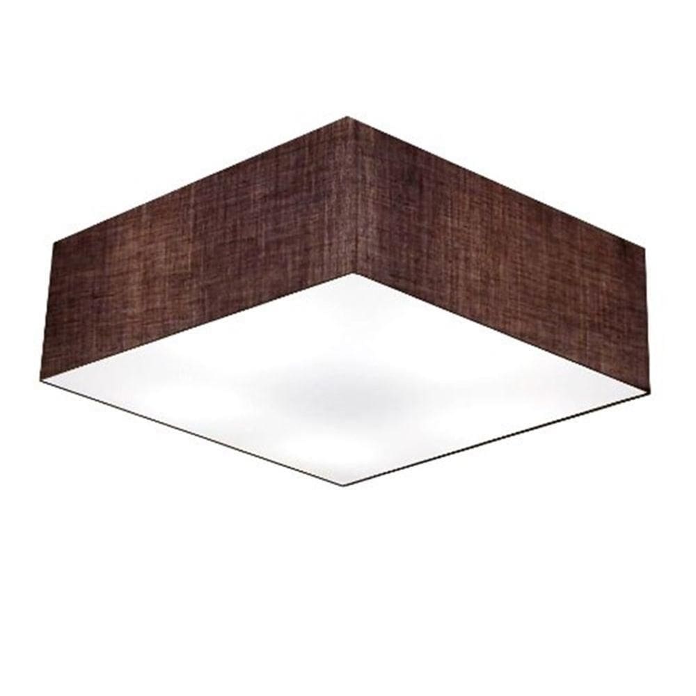 Plafon Quadrado Md-3056 Cúpula Em Tecido 15/70x70cm Café - Bivolt