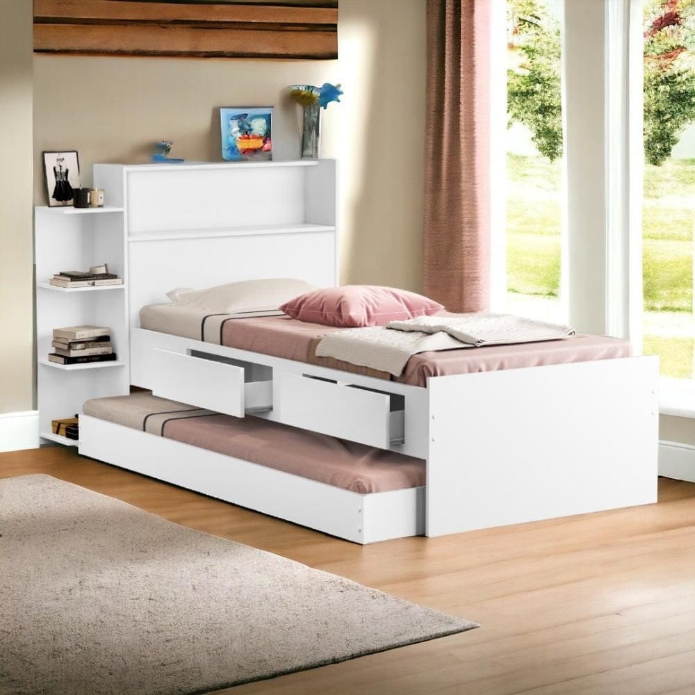Cama Isa Solteiro Branco com Auxiliar Cambel
