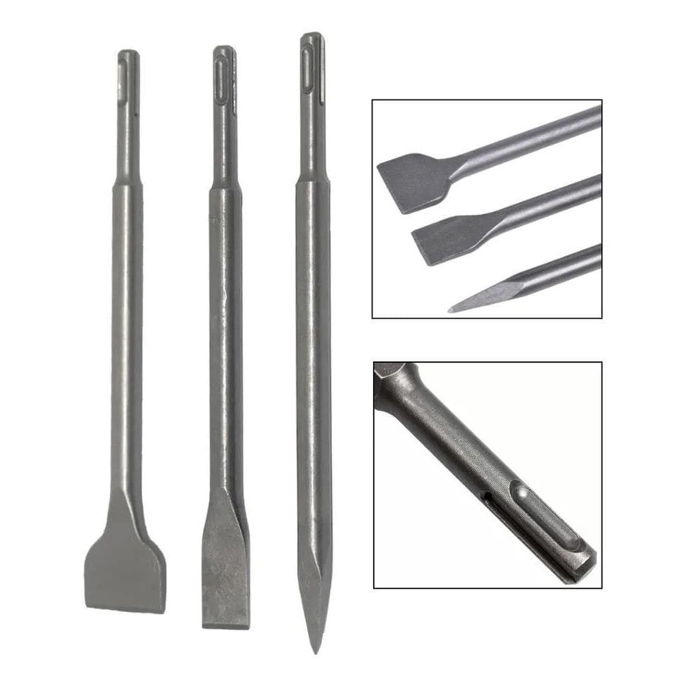 Jogo 3 Ponteiras E Talhadeiras Para Martelete Sds Plus Mfl