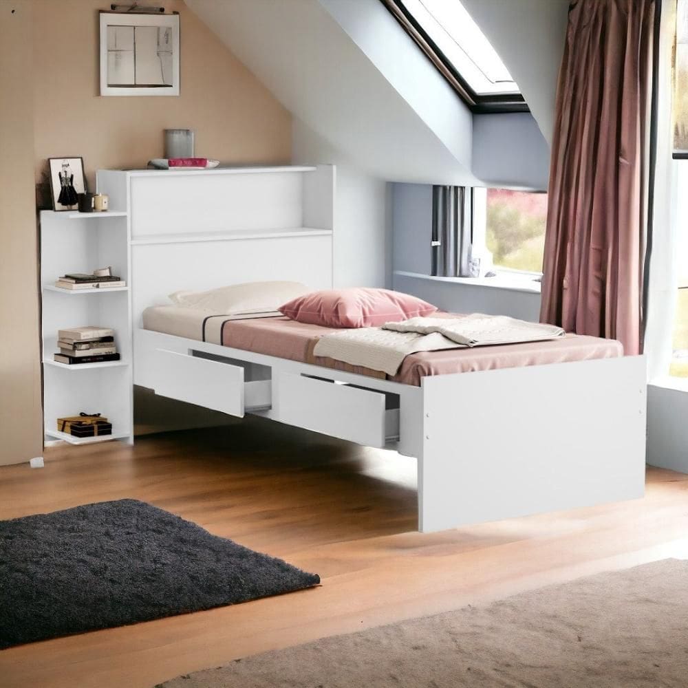 Cama Isa Solteiro Branco com Colchão Cambel