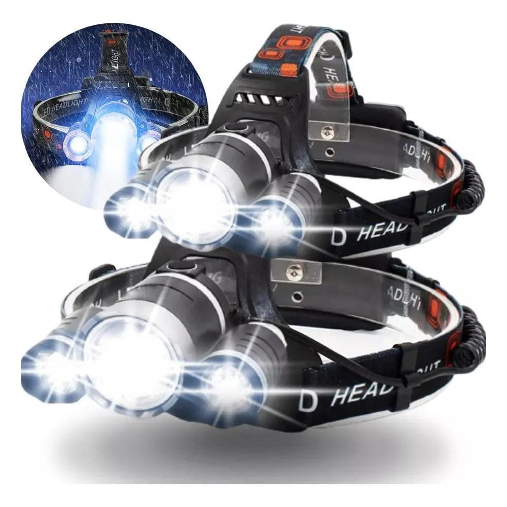 Kit 2 Lanternas Cabeça Tripla T6 3Led Cree Profissional Eco