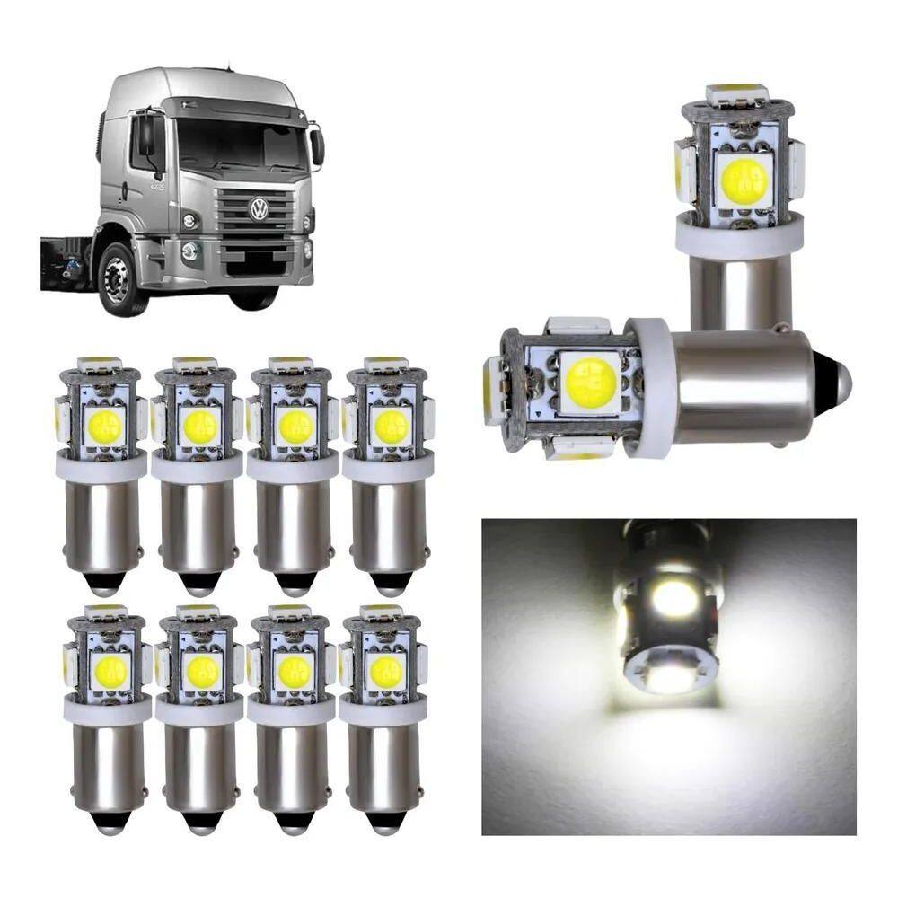 Kit 20 Lampada Ba9S 5 Led 24V Cores T4W 69