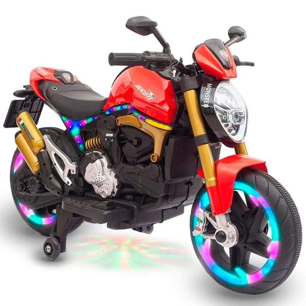 Moto Elétrica Infantil 12V USB e MP3 Lightning Rider Vermelho BANGTOYS