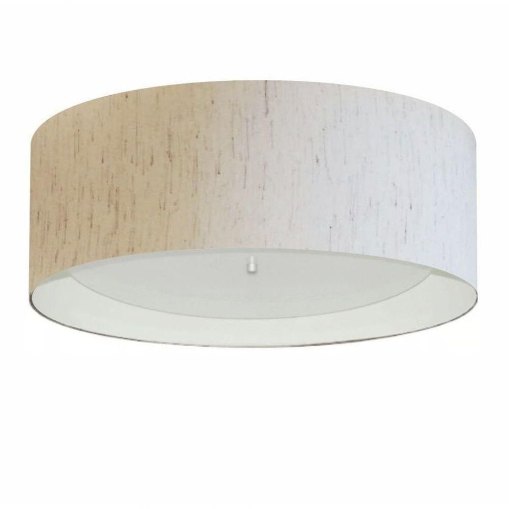 Plafon Para Sala De Jantar Cilíndrico Sj-3008 Cúpula Cor Linho Bege Branco