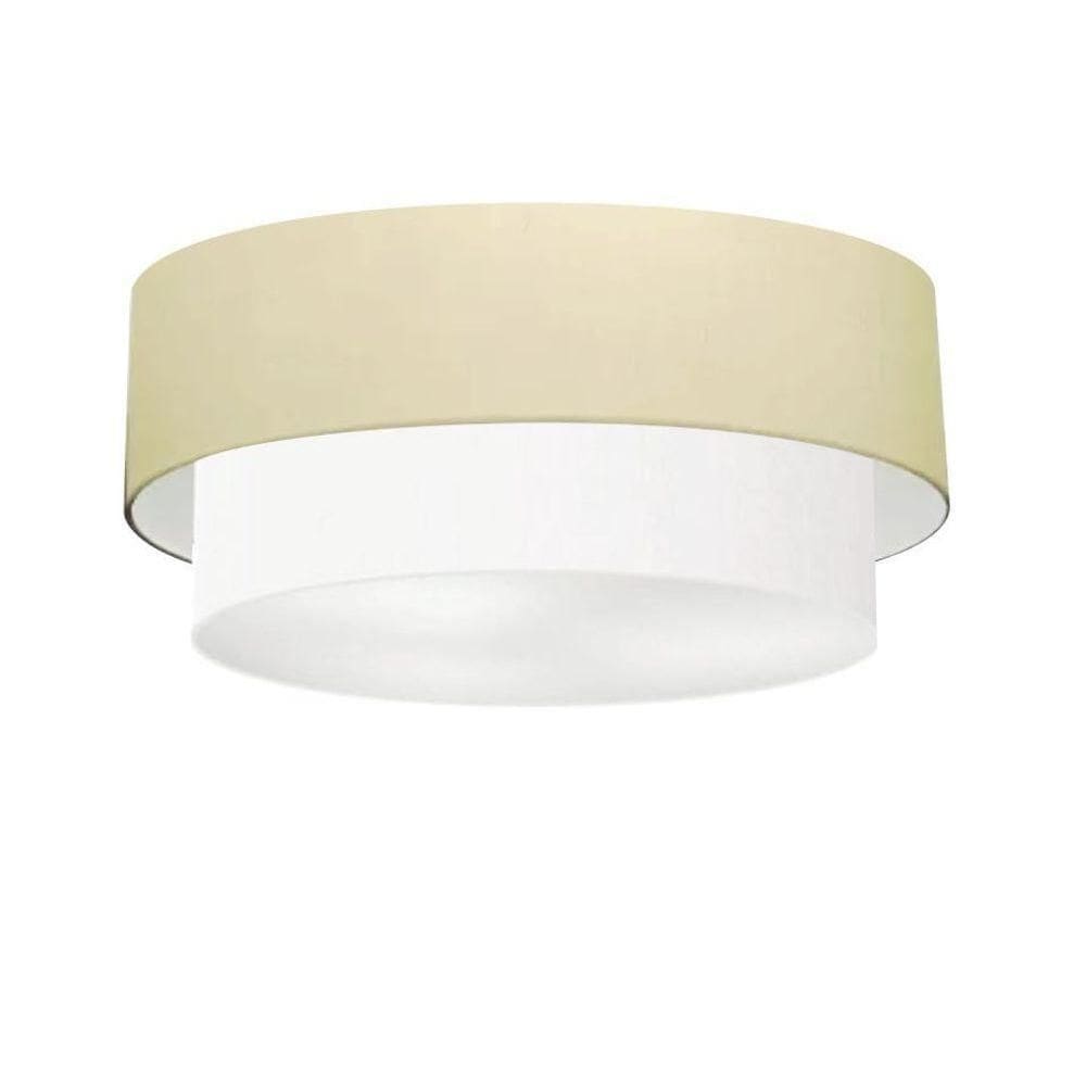 Plafon Duplo Cilíndrico Vivare Md-3021 Cúpula Em Tecido 80x60cm - Bivolt Algodão-crú-branco 127/220v