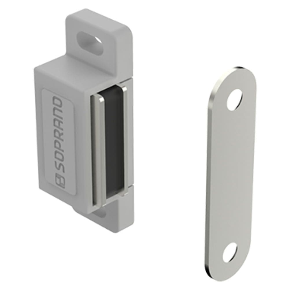 Fecho Magnetico Com Batente 2 Furos Cinza 4 Peças Embalagem Autosserviço- 06930003083 - SOPRANO
