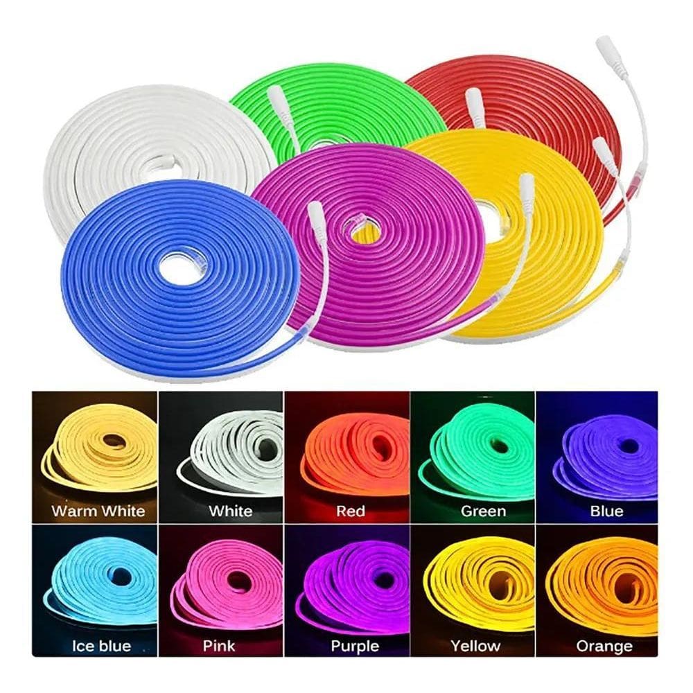 Fita Led Neon 5M Mangueira Corte2,5Cm Alto Brilho + Fonte Lu