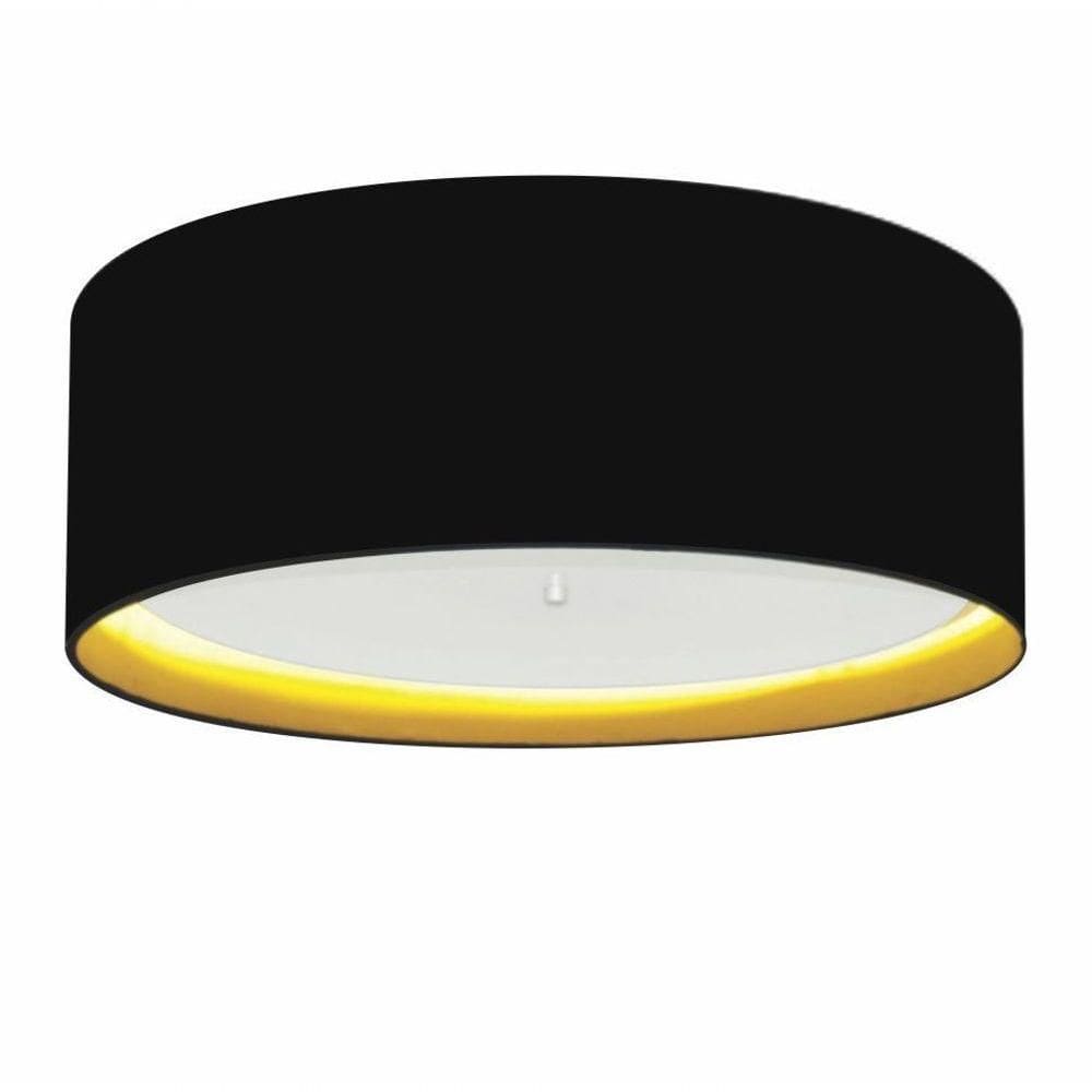 Plafon Para Sala De Jantar Cilíndrico Sj-3008 Cúpula Cor Preto Amarelo