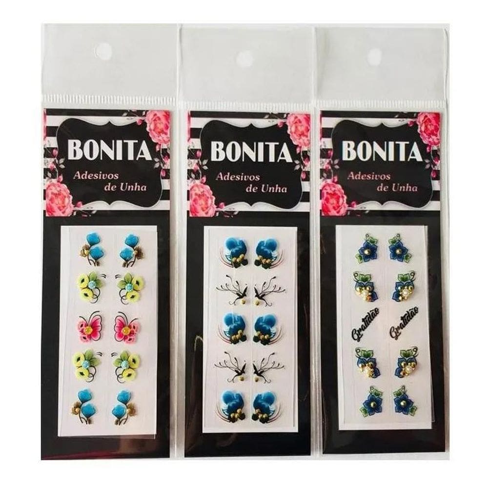 500 Adesivo De Unha 3D Com Pedrarias Pedrinhas Artesanais