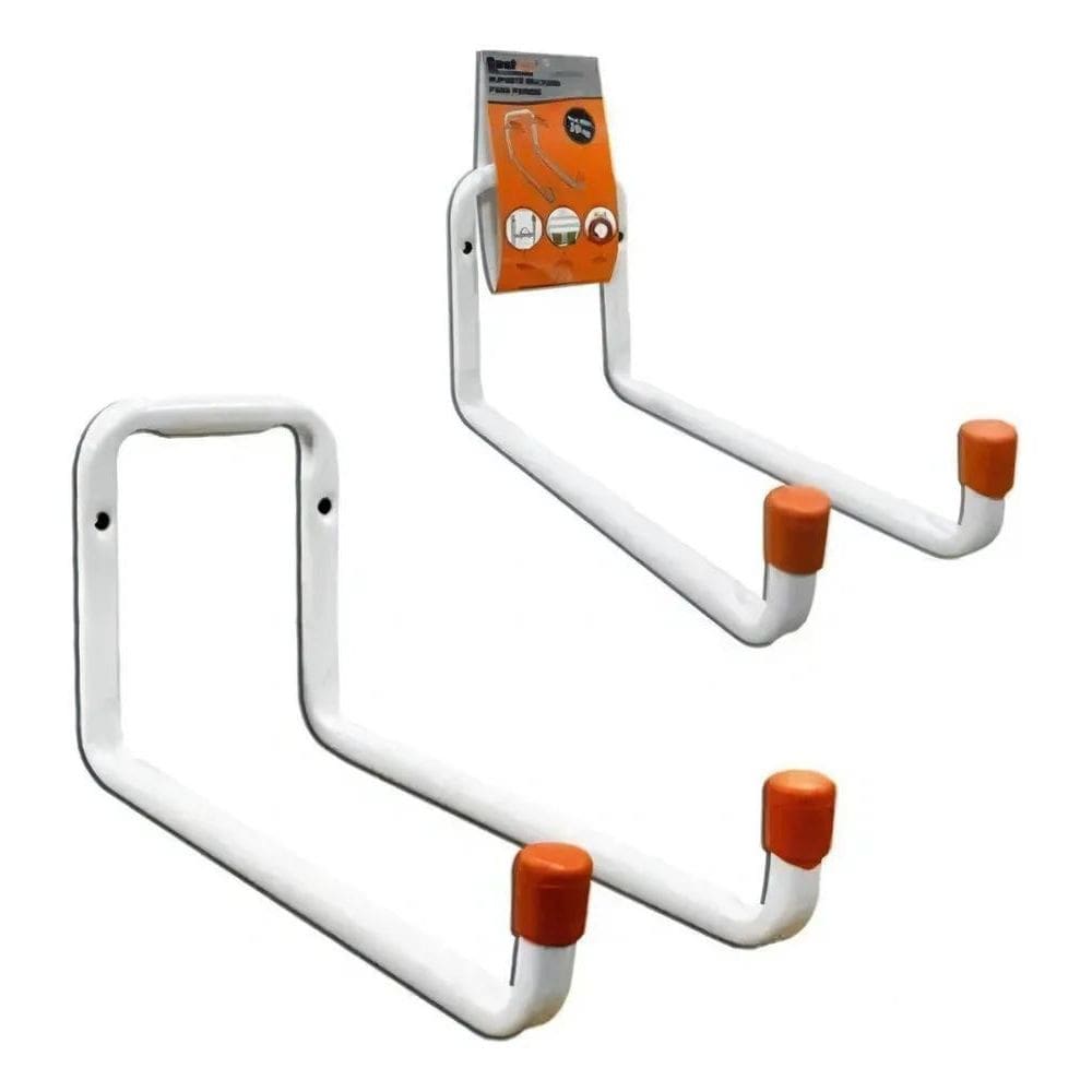 2 Suporte Aço Multiuso 20Kg Parede Bike Mangueira Escada Cor