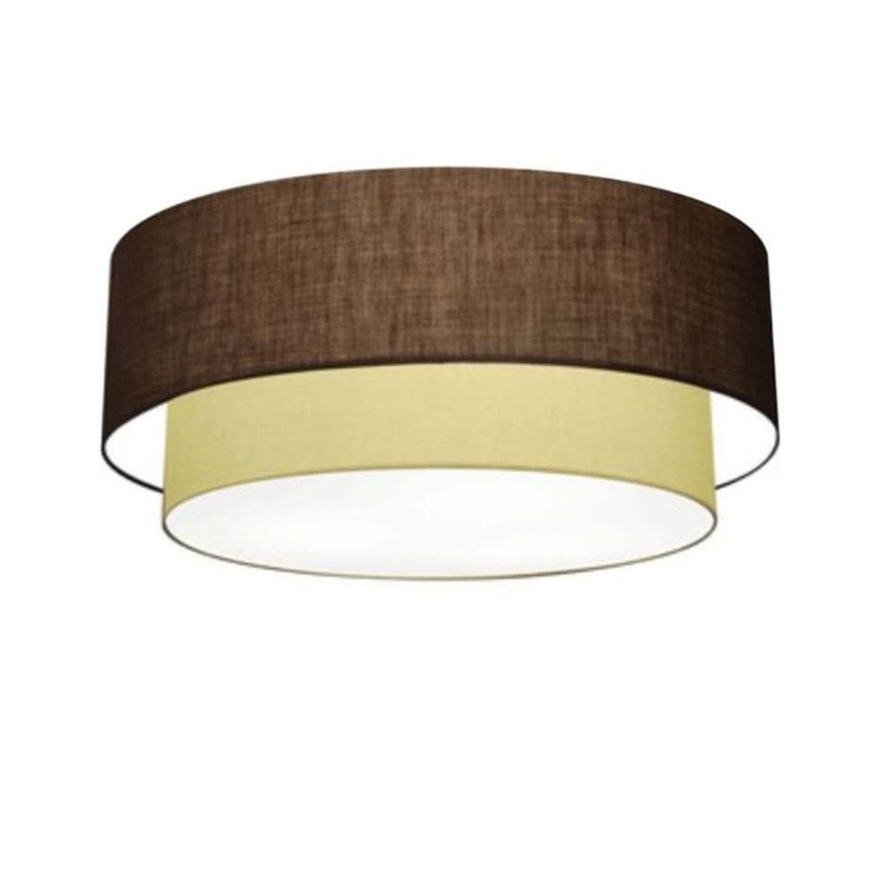 Plafon Duplo Cilíndrico Vivare Md-3021 Cúpula Em Tecido 80x60cm - Bivolt Café-algodão-crú 127/220v