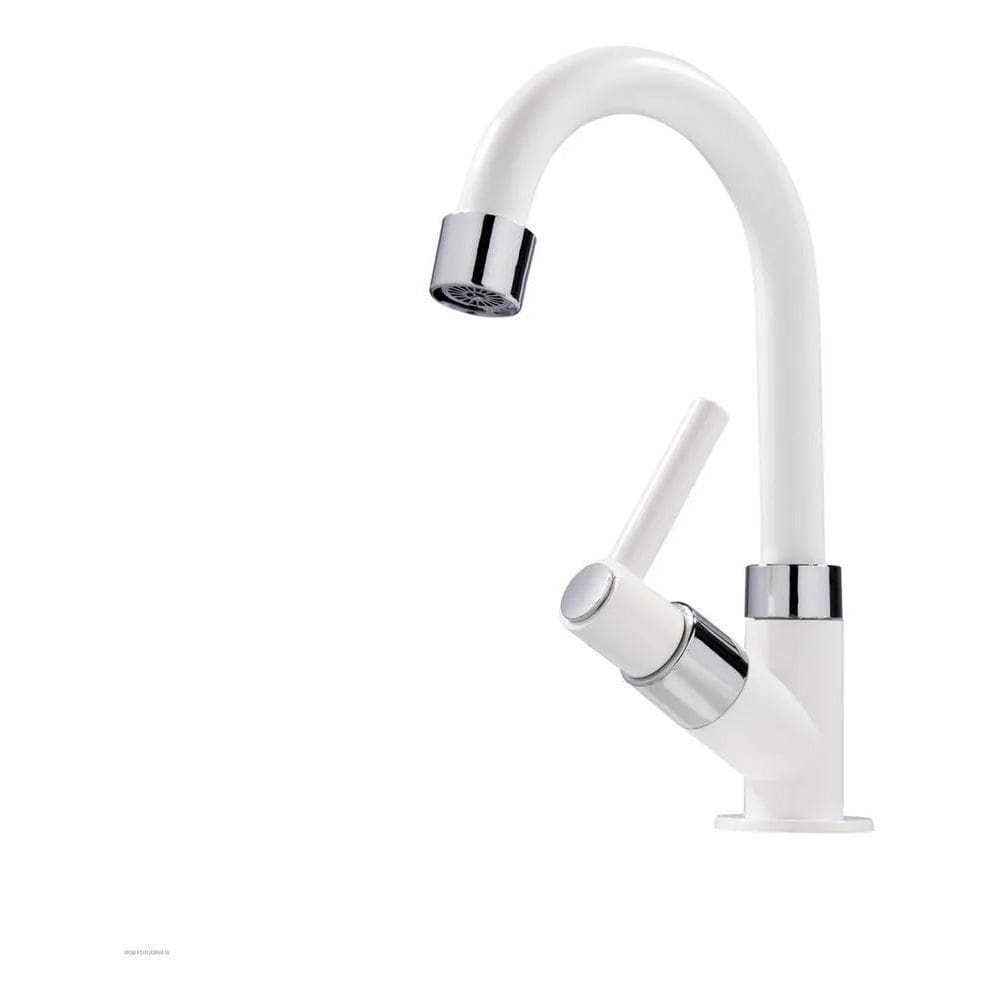 Torneira Para Banheiro Bancada 1/4 De Volta Alavanca Branco