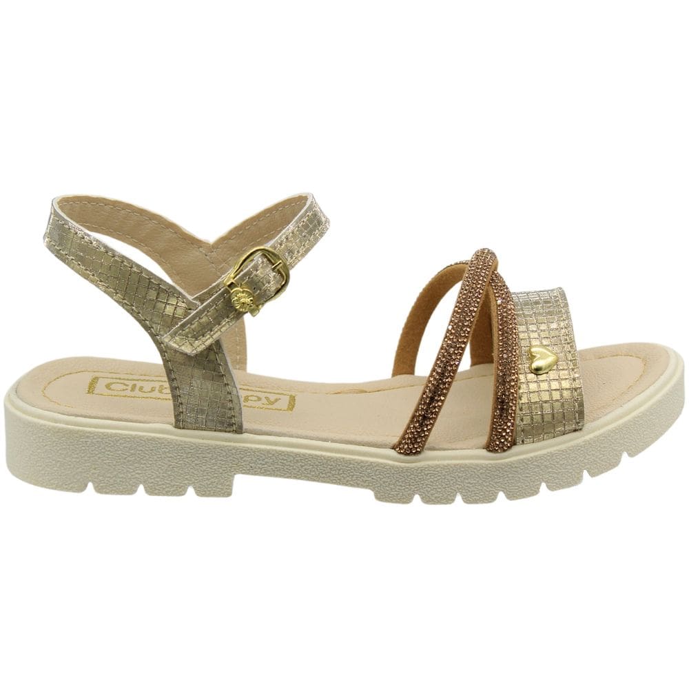 Sandália Rasteira Club Happy Strass Brilhante Menina