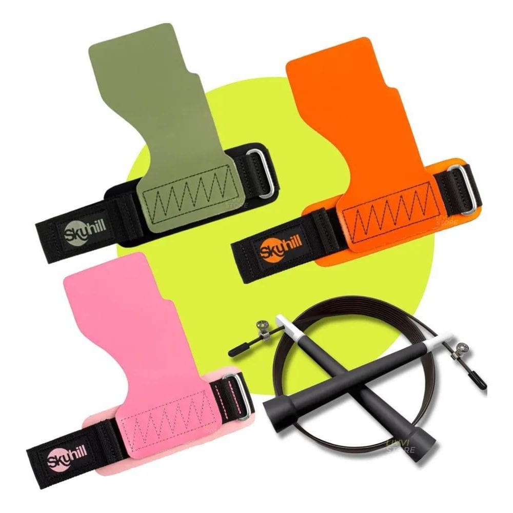 3X Luva Crossfit Skyhill Hand Grip Cf Calistenia Barra Lpo W