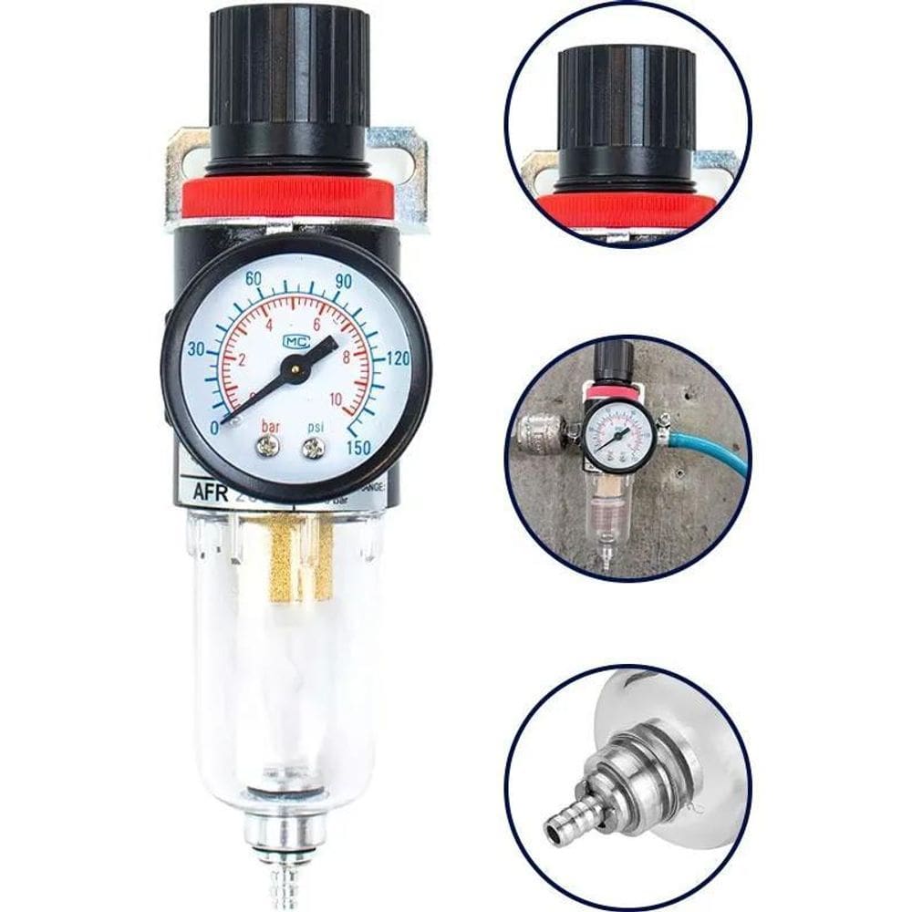 Filtro Ar 1/4 Eliminador De Água Suporte Pressão Compressor