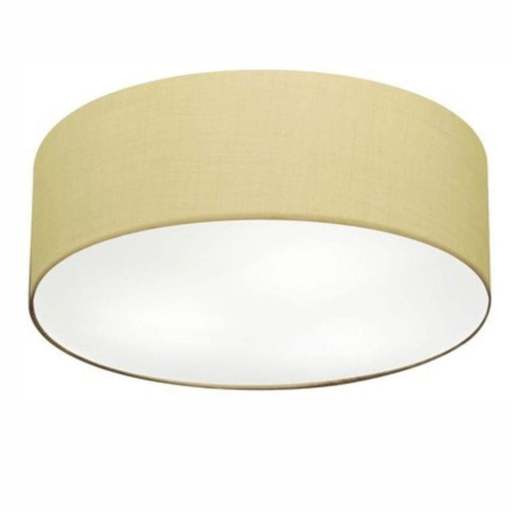 Plafon Cilíndrico Md-3049 Cúpula Em Tecido 70x15cm Algodão Crú - Bivolt