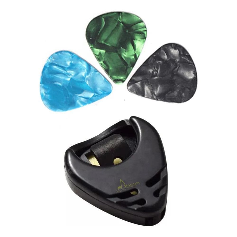 Porta Palheta + 3 Palhetas Guitarra Violão Baixo 0,71Mm