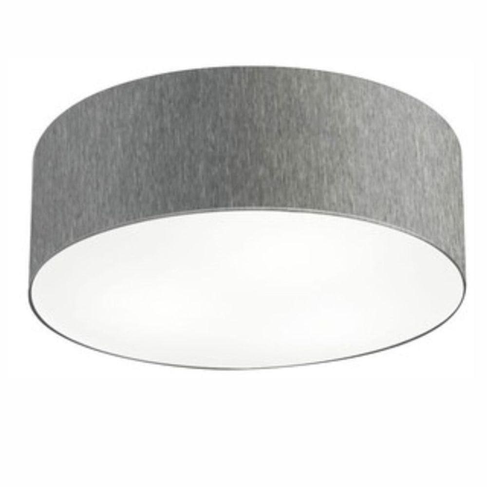 Plafon Cilíndrico Md-3006 Cúpula Em Tecido 60x15cm Cinza - Bivolt