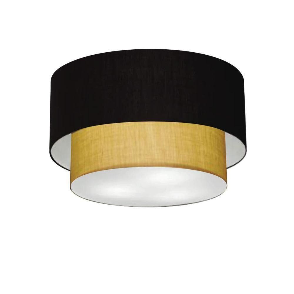 Plafon Duplo Cilíndrico Vivare Md-3045 Cúpula Em Tecido 40x35cm - Bivolt Preto-palha 127/220v