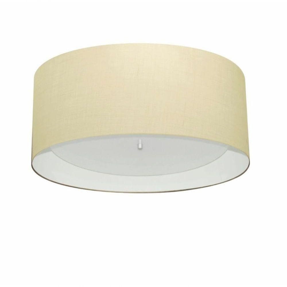Plafon Cilíndrico Md-3161 Cúpula Em Duplo Tecido 50x25cm Bege / Branco - Bivolt