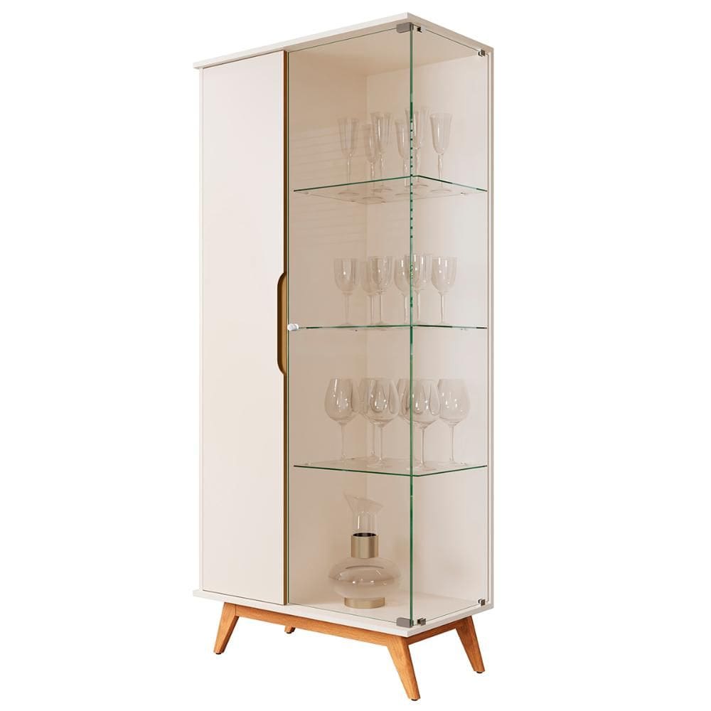 Cristaleira Tucumã 2 Portas com Pés de Madeira Maciça