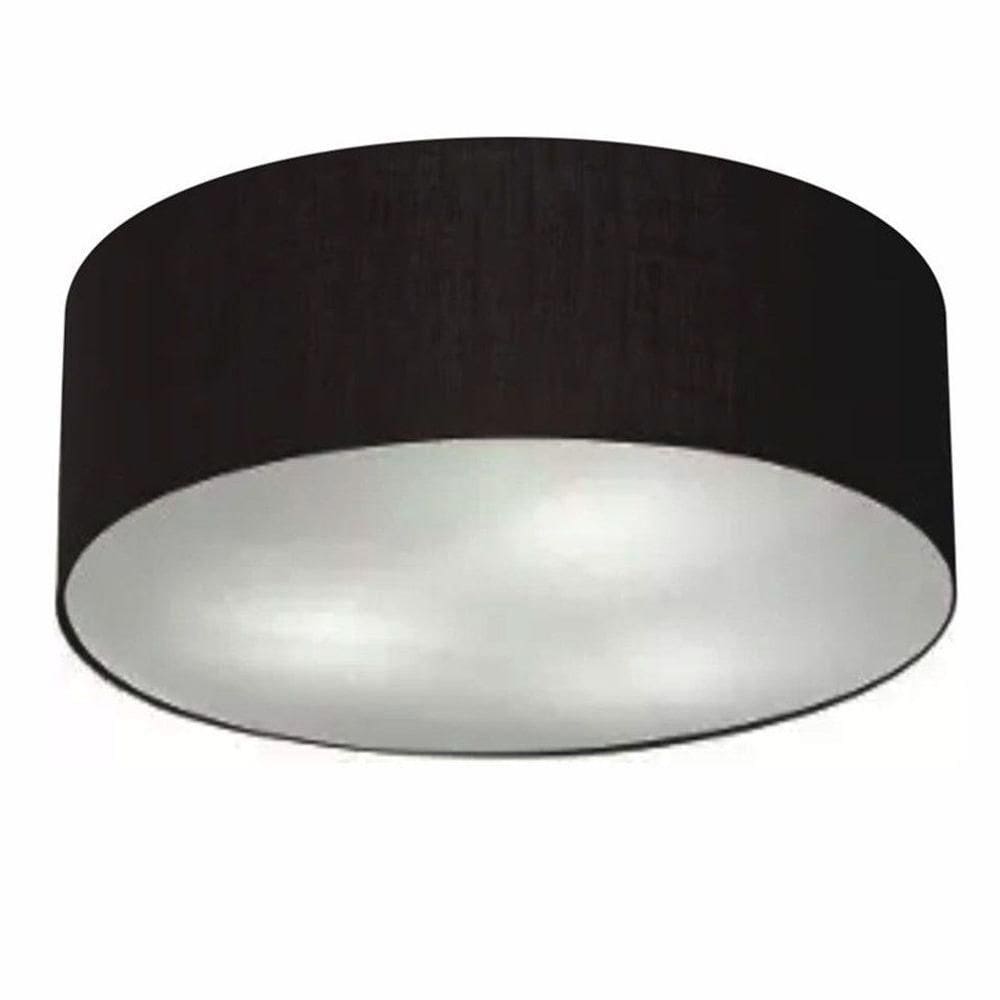 Plafon Cilíndrico Vivare Md-3057 Cúpula Em Tecido 55x15cm - Bivolt Preto 127/220v