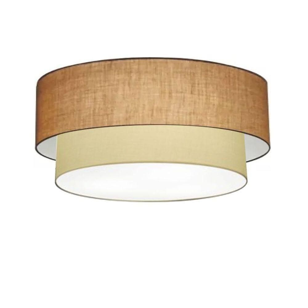 Plafon Duplo Cilíndrico Vivare Md-3065 Cúpula Em Tecido 80x70cm - Bivolt Palha-bege 127/220v